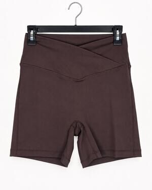 Velocity Active Stretch Prospect Crossover Shorts Sz M Chocolate Brown High Rise